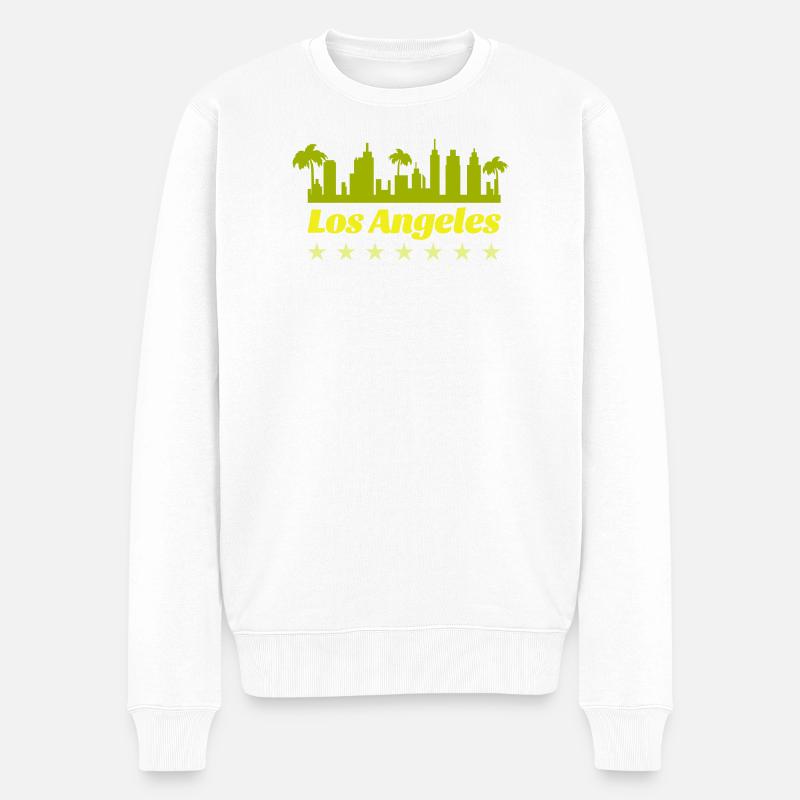 LA Skyline - Männer Premium Bio Pullover - Weiß