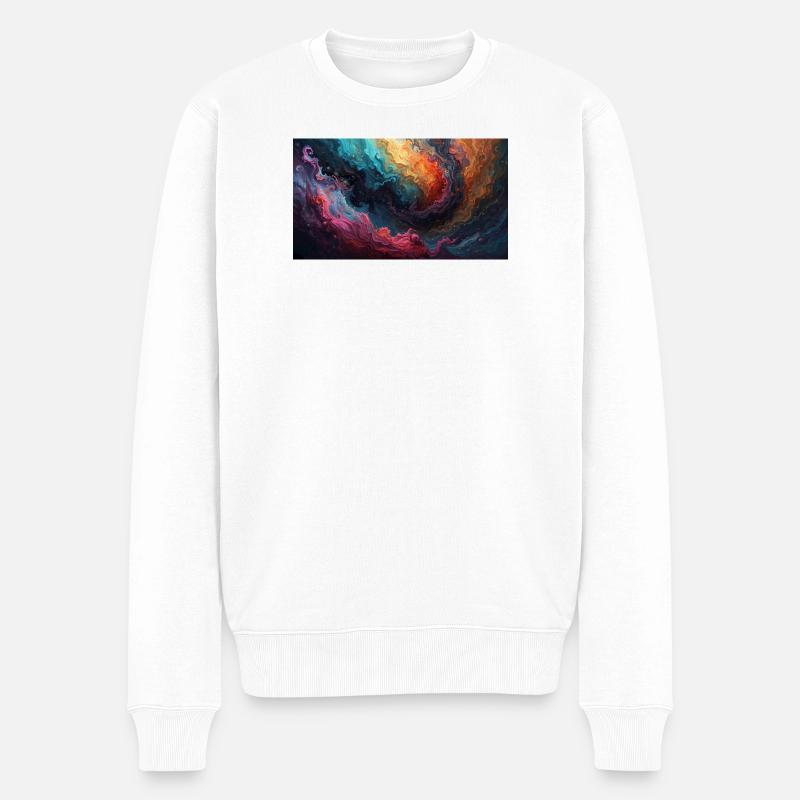 Farbwirbel Nebelmeer - Männer Premium Bio Pullover - Weiß