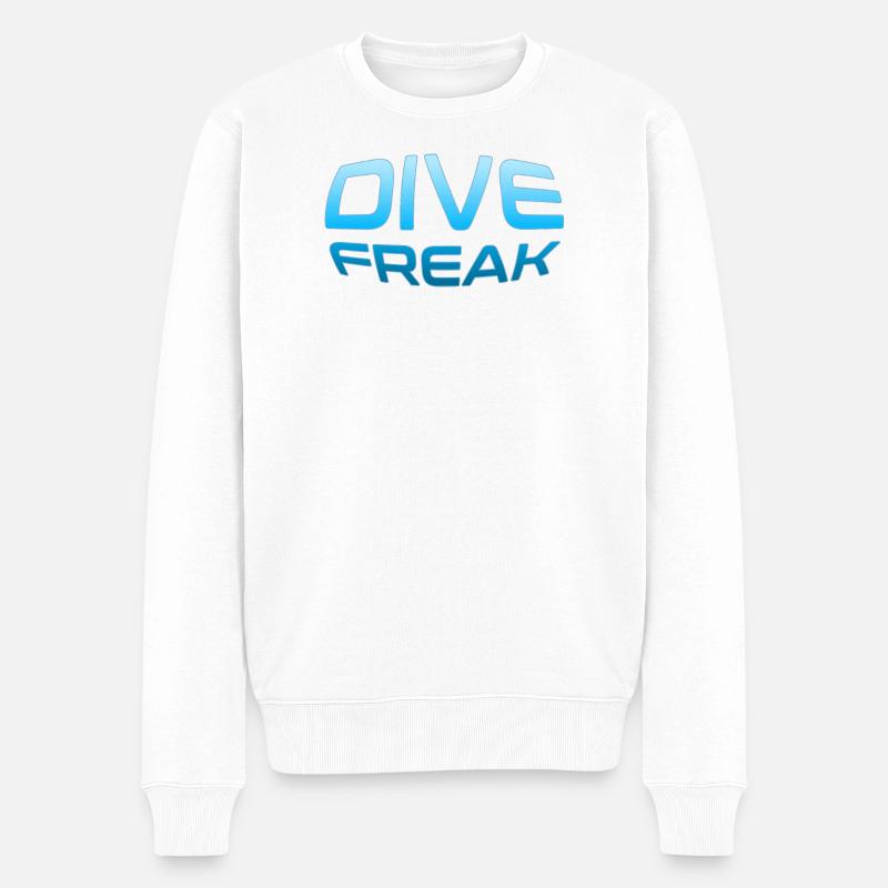 Dive Freak Ocean Pulse - Männer Premium Bio Pullover - Weiß