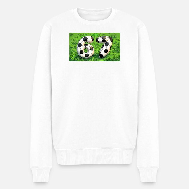 Six Seven Fußball Design  - Männer Premium Bio Pullover - Weiß