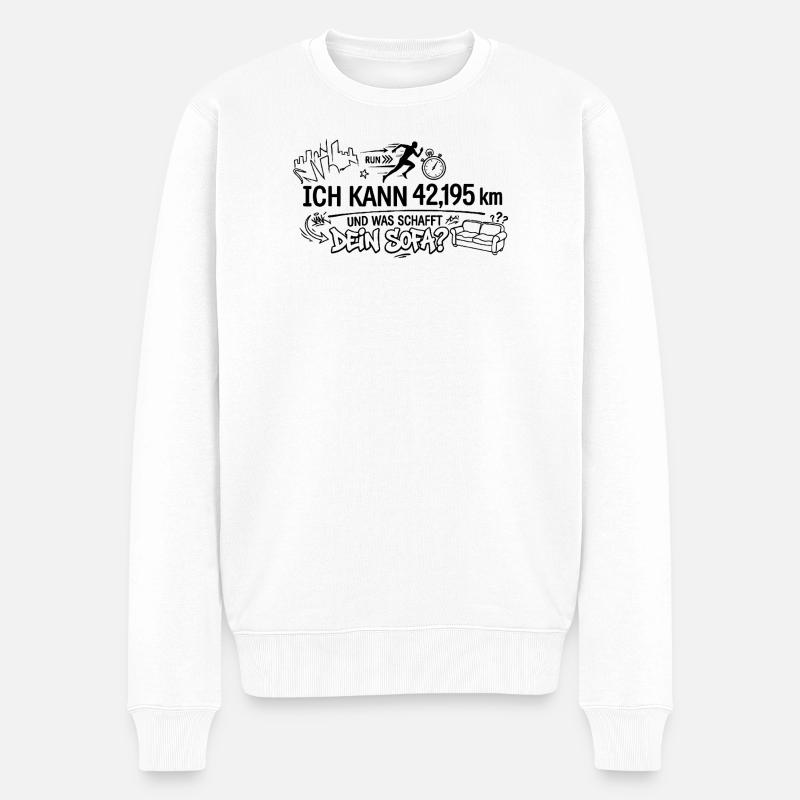 Ich kann 42,195km - Männer Premium Bio Pullover - Weiß