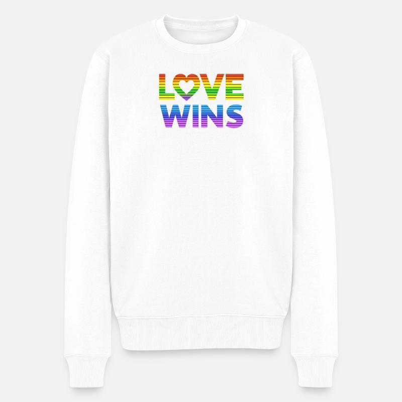 Liebe gewinnt Stolz Regenbogen - Männer Premium Bio Pullover - Weiß