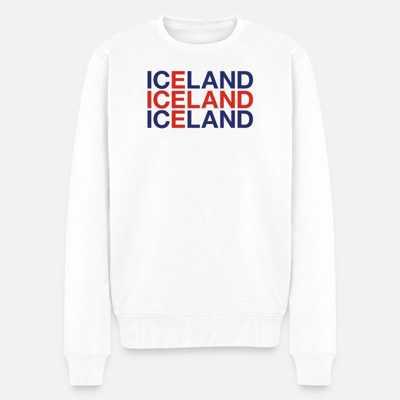 ISLAND Iceland Flagge - Männer Premium Bio Pullover - Weiß