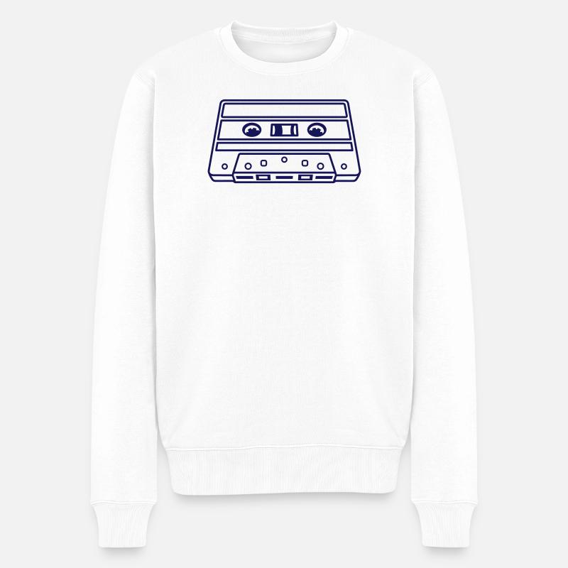 Kassette Perspektive – Retro Mixtape Design - Männer Premium Bio Pullover - Weiß