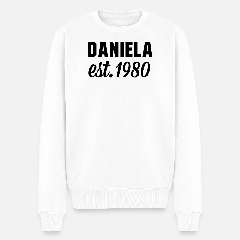 Daniela est 1980 - Männer Premium Bio Pullover - Weiß