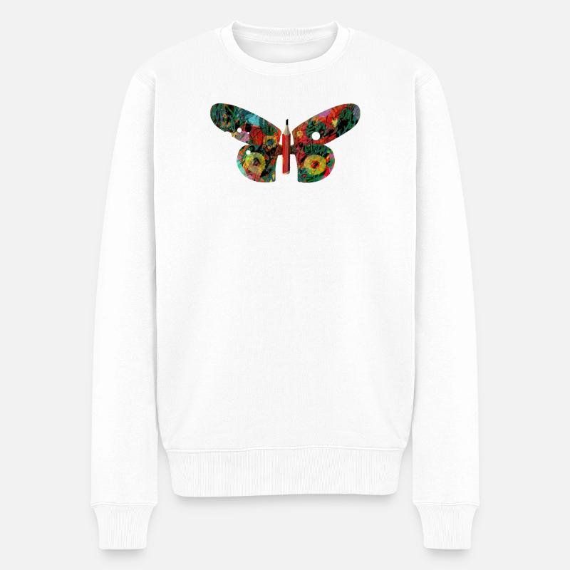 Bunter GraffitiSchmetterling - Männer Premium Bio Pullover - Weiß