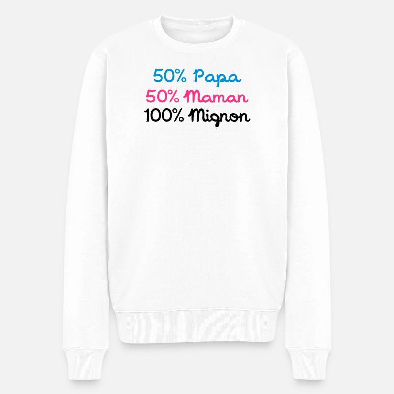 Papa 50% 50% 100% Nette Mom - Männer Premium Bio Pullover - Weiß