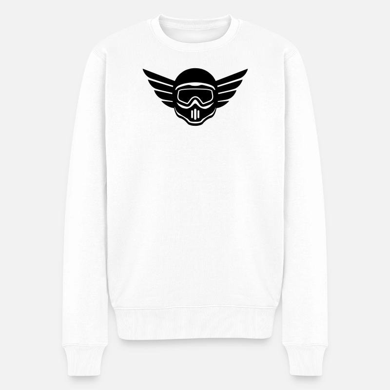 Motocross Motorradhelm mit Flügel - Männer Premium Bio Pullover - Weiß