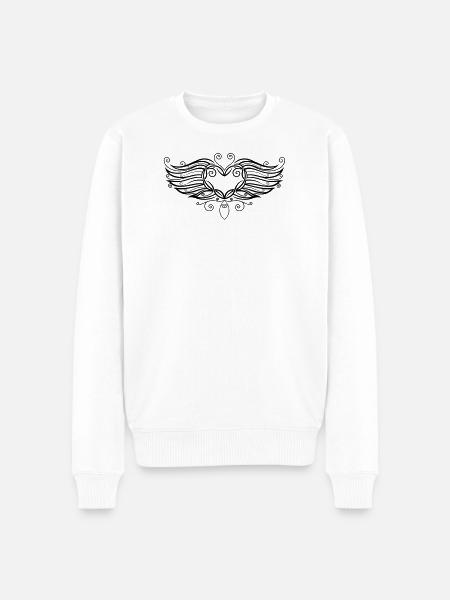 Filigree Tattoo Heart with wings. - Men's Premium Organic Jumper - white