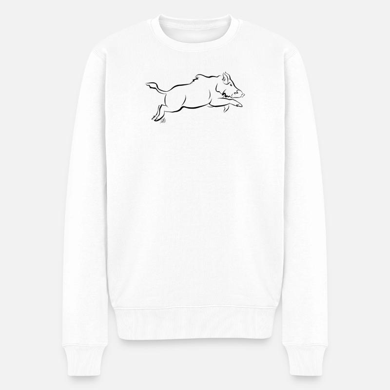 Sanglier dans le saut - Pull Premium bio Homme - blanc
