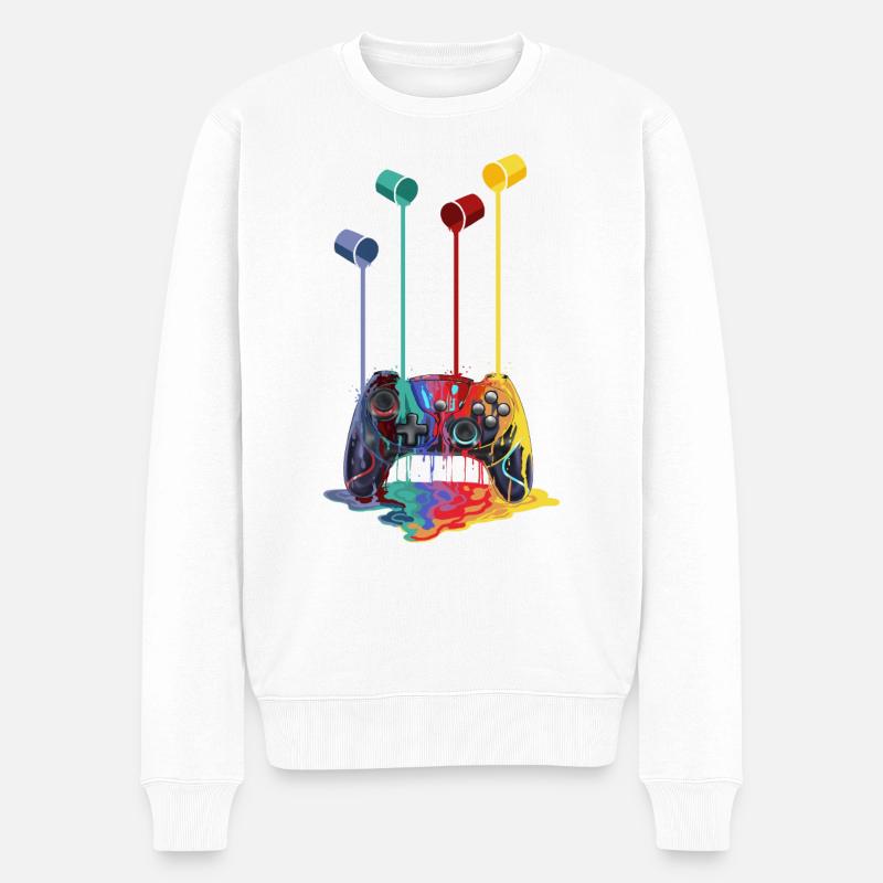 Rainbow Controller - Men's Premium Organic Jumper - white