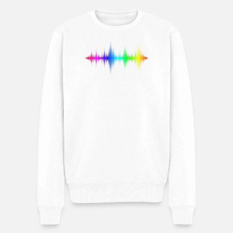 Ondes sonores arc-en-ciel - Pull Premium bio Homme - blanc