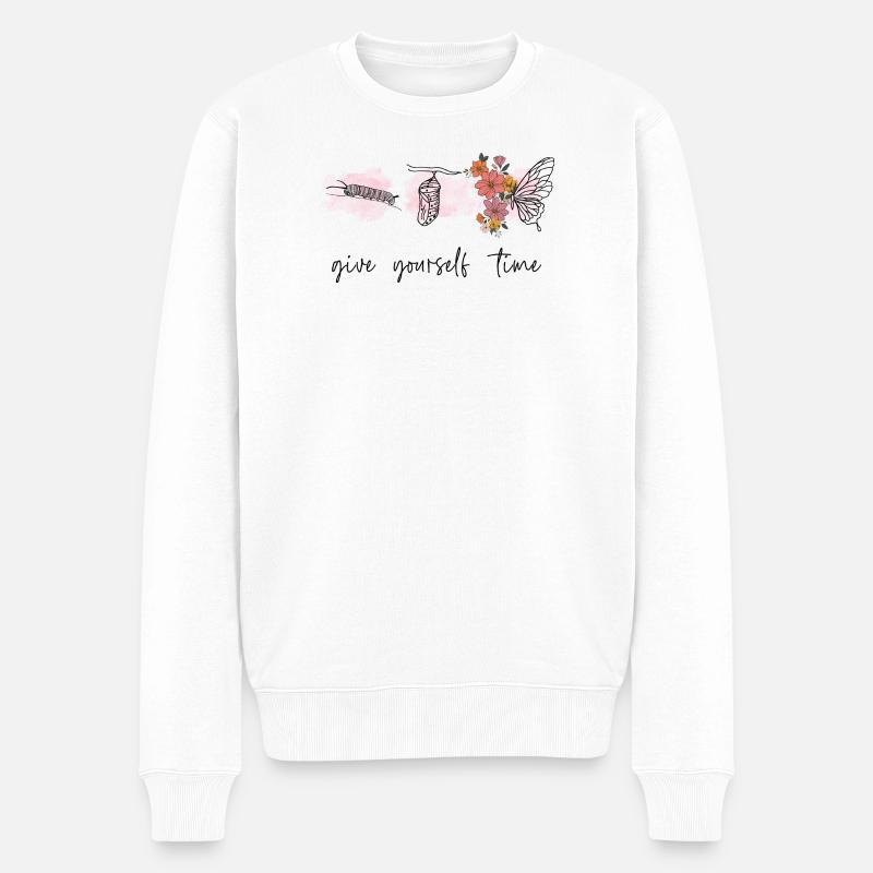 Gib dir Zeit - Männer Premium Bio Pullover - Weiß