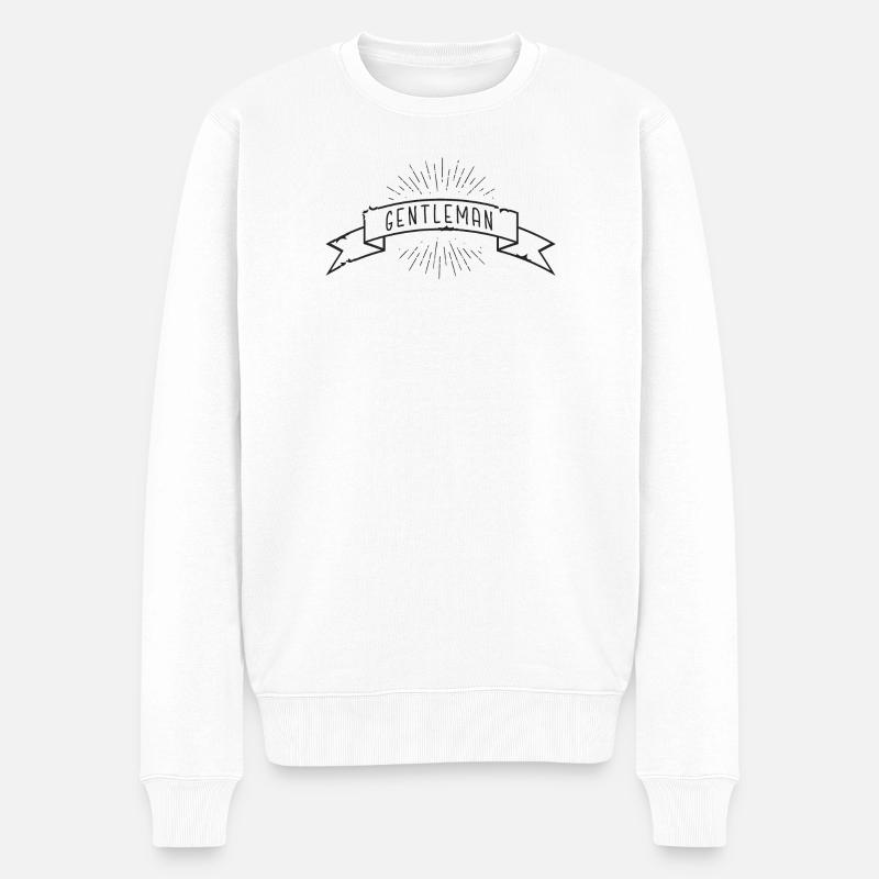 Gentleman Banderole - Männer Premium Bio Pullover - Weiß