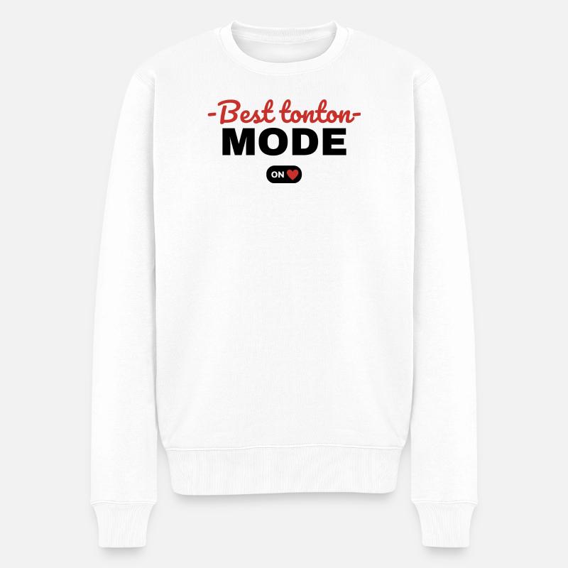 Cadeau 'Best Tonton, Mode On', pour Tontons - Pull Premium bio Homme - blanc
