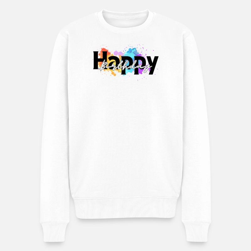 Happy birthday, Herzlichen Glückwunsch, Geburtstag - Männer Premium Bio Pullover - Weiß