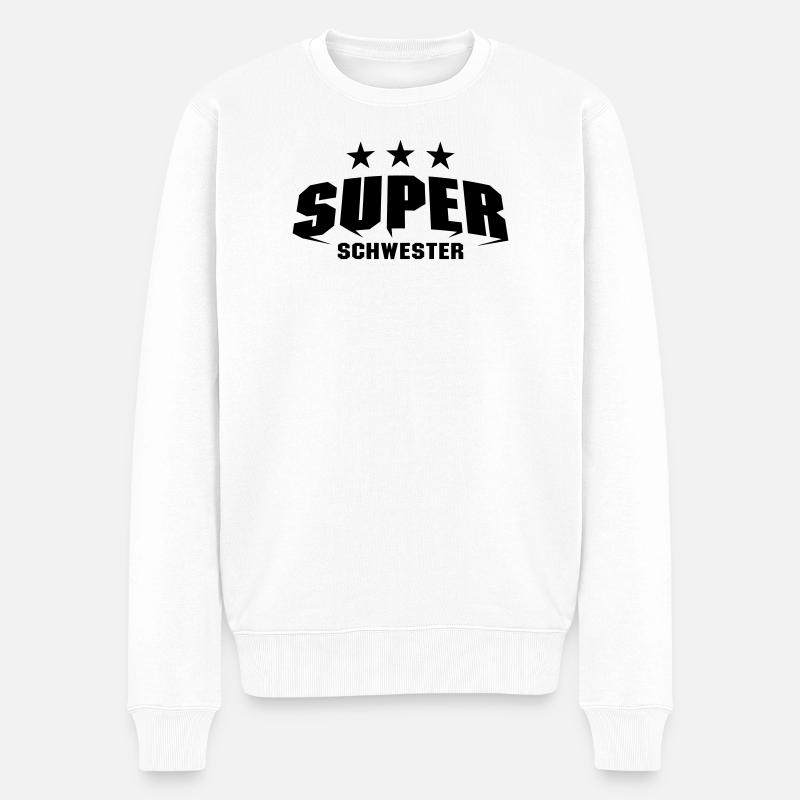 Super Schwester - Männer Premium Bio Pullover - Weiß