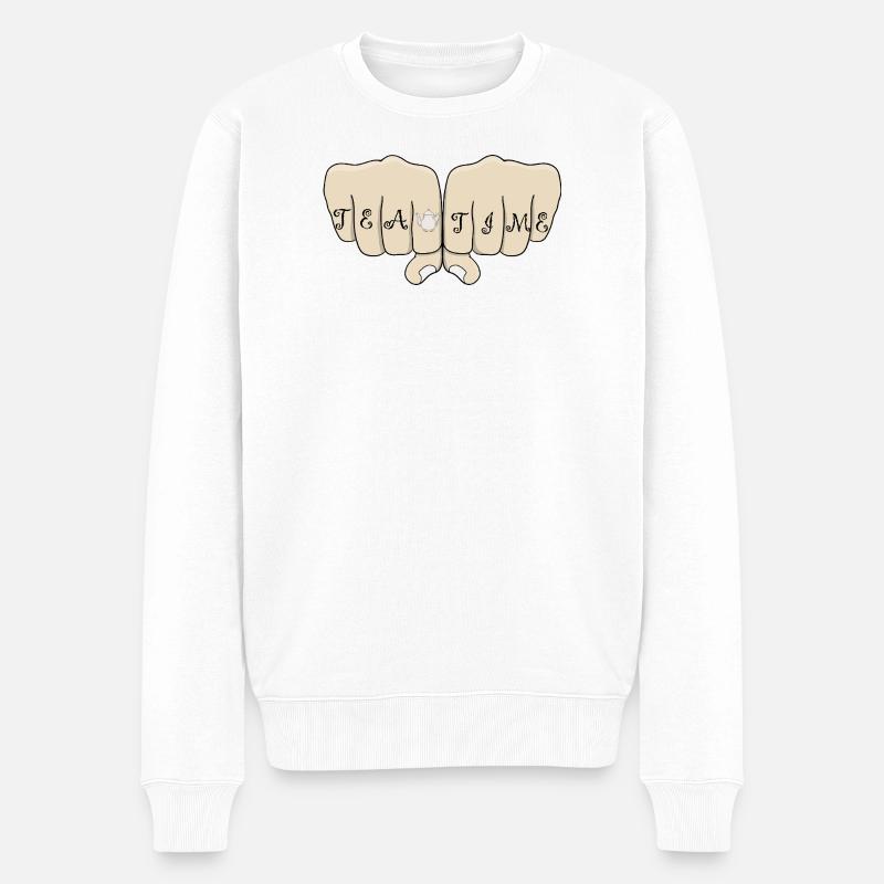 Knucle Cool Tea Time - Männer Premium Bio Pullover - Weiß