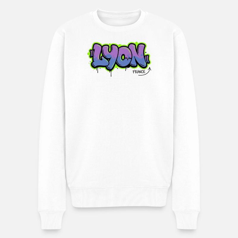 Graffiti-Schriftzug Lyon - Männer Premium Bio Pullover - Weiß