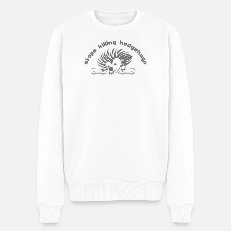 stoppt_das_Igel_toeten_002 - Männer Premium Bio Pullover - Weiß