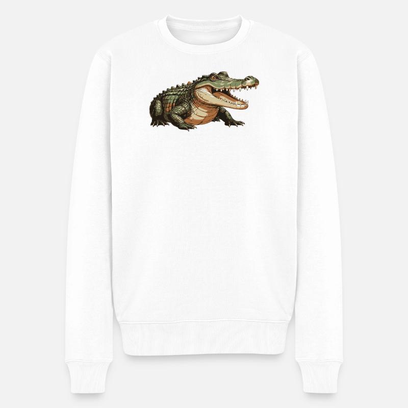 Kroko2 - Männer Premium Bio Pullover - Weiß