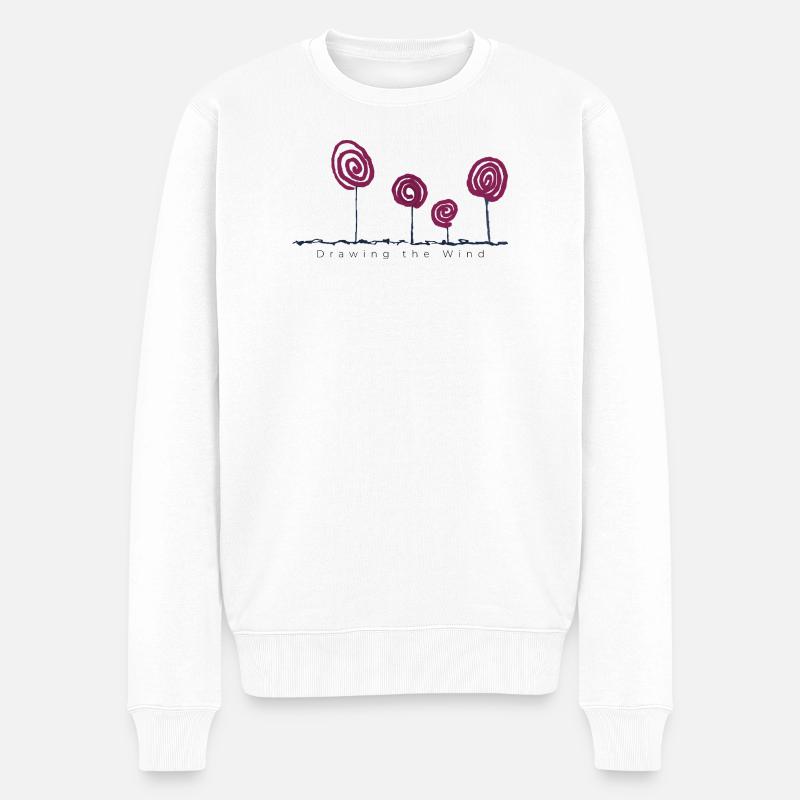 Drawing the Wind – Abstrakte Blumenkunst - Männer Premium Bio Pullover - Weiß