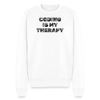 Kodning er min terapiudvikler der siger - Økologisk premium-sweatshirt til mænd - hvid - Foran - Thijin (182cm)