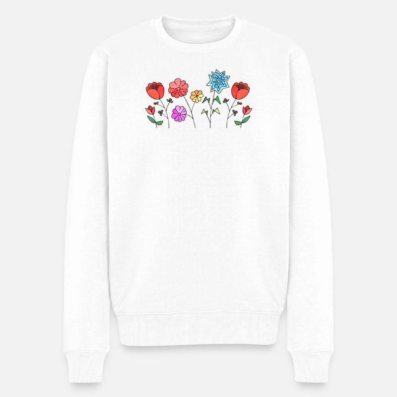 Blumen - Männer Premium Bio Pullover - Weiß
