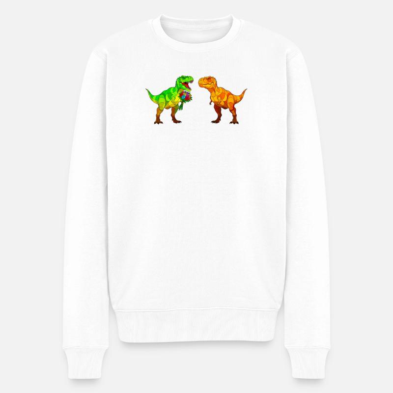 Ein paar bunte Dinosaurier - Männer Premium Bio Pullover - Weiß