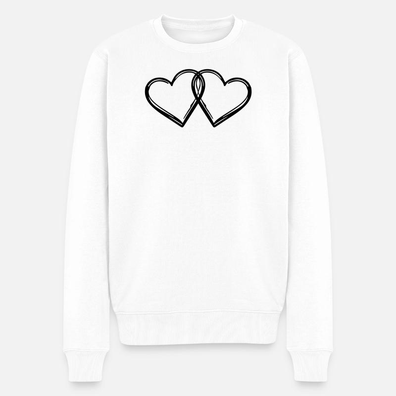 Herzen Paar Ehe - Männer Premium Bio Pullover - Weiß