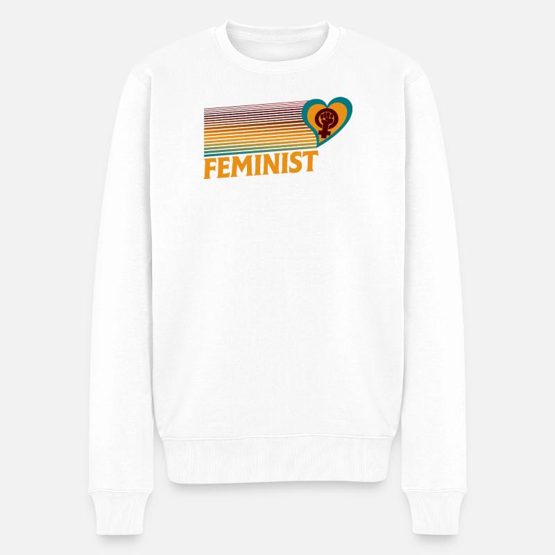 Feministischer Herzfaust-Regenbogen - Männer Premium Bio Pullover - Weiß