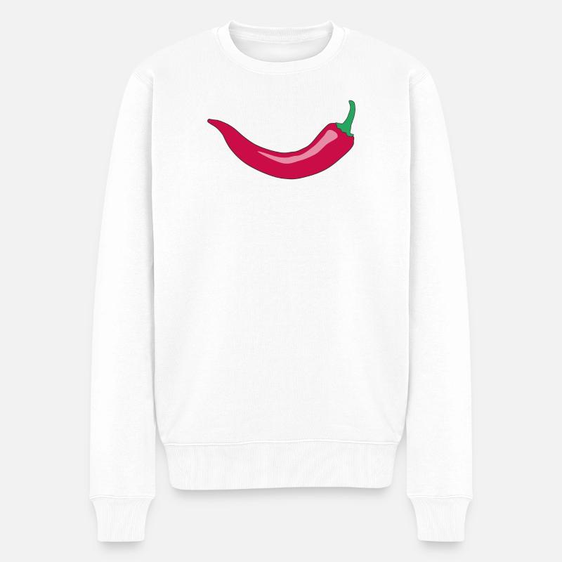Red Chili Smile - Männer Premium Bio Pullover - Weiß