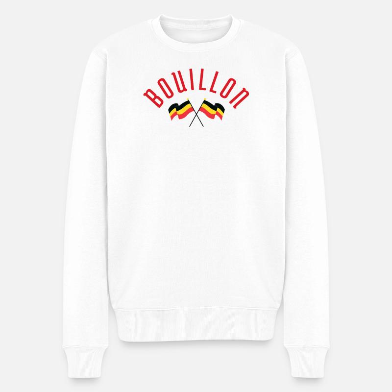 Bouillon Crossed Belgian Flags Emblem - Männer Premium Bio Pullover - Weiß