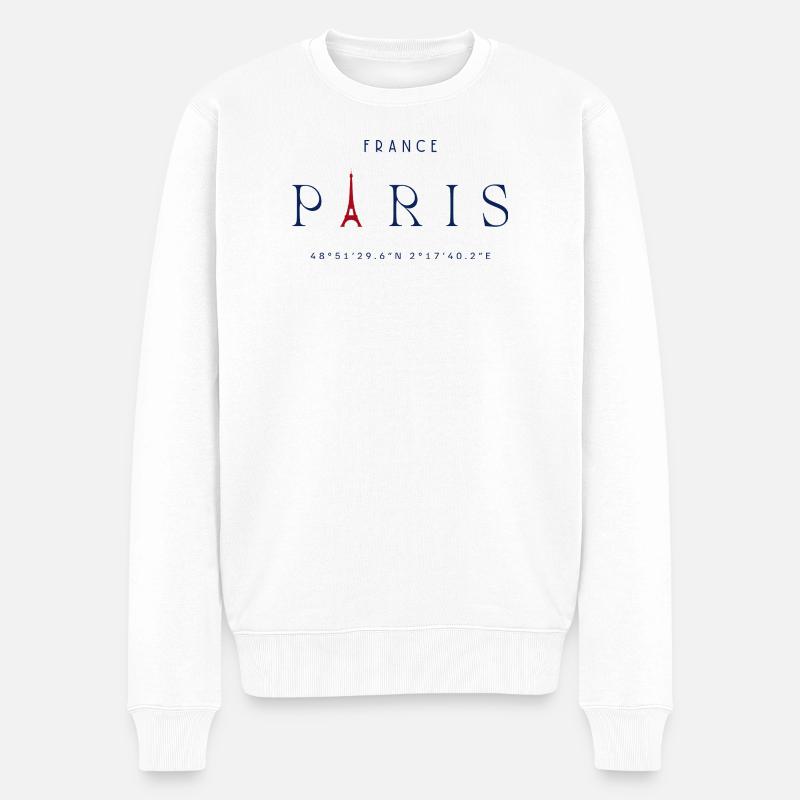 Paris Bleu Tour Eiffel Rouge - Pull Premium bio Homme - blanc