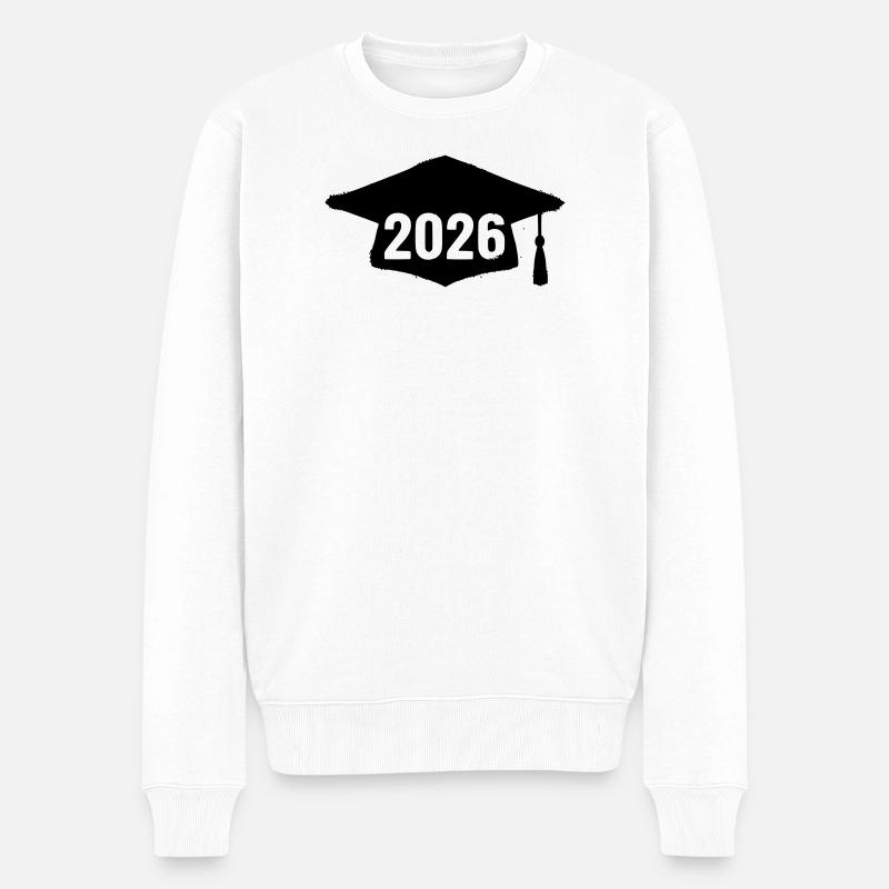 Doktorhut Abschluss 2026 Grunge - Männer Premium Bio Pullover - Weiß
