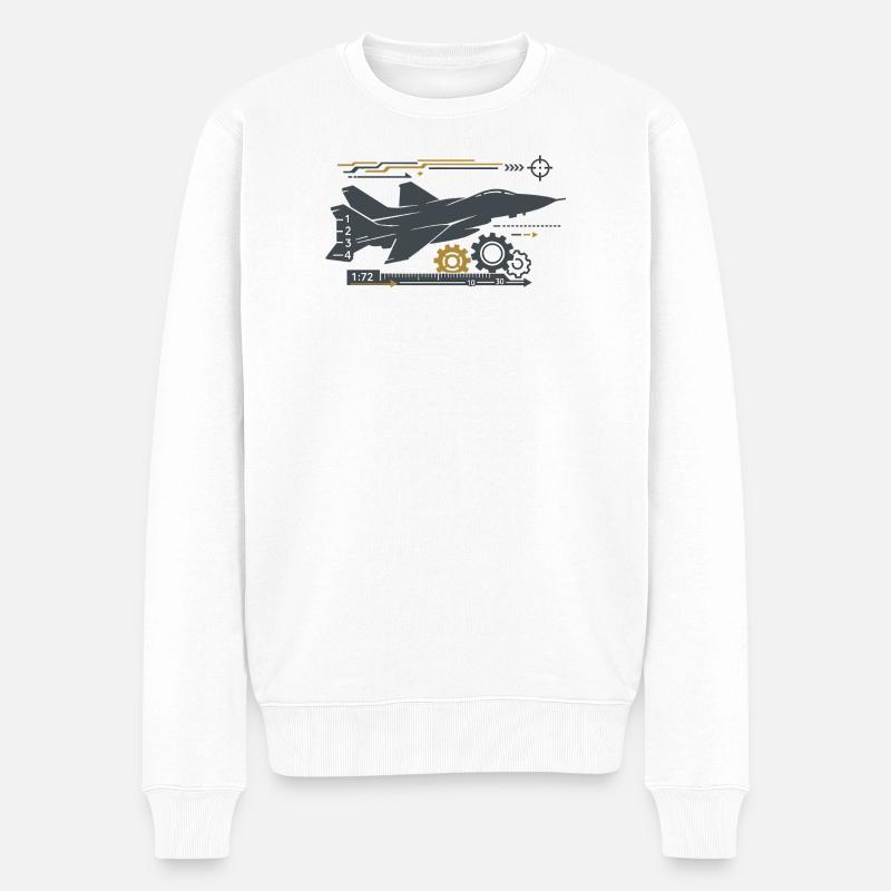Jetgear Technikumflug Muster - Männer Premium Bio Pullover - Weiß