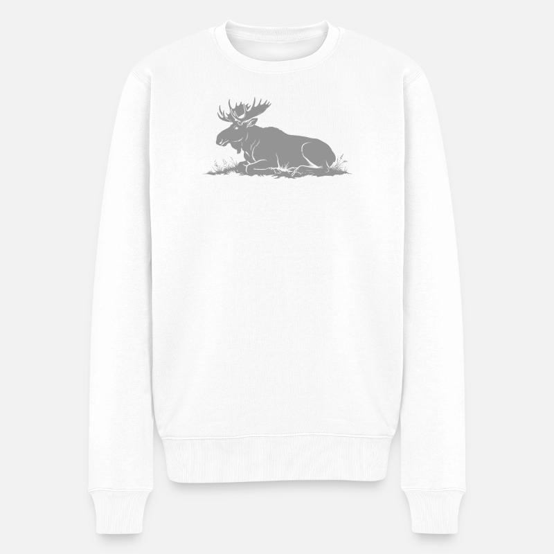 Elch - Männer Premium Bio Pullover - Weiß