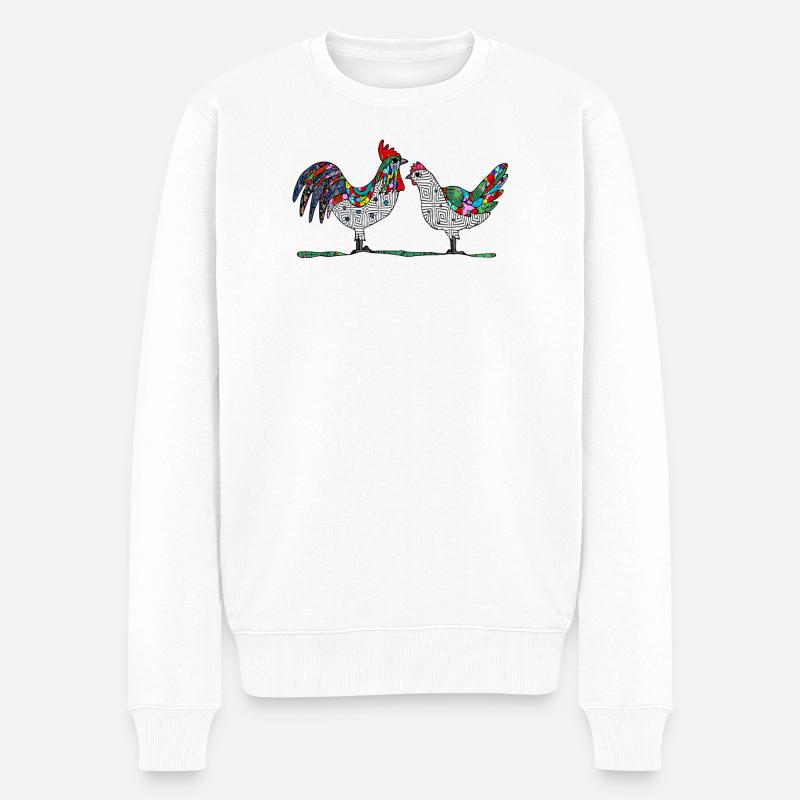 Hahn und Henne - Männer Premium Bio Pullover - Weiß