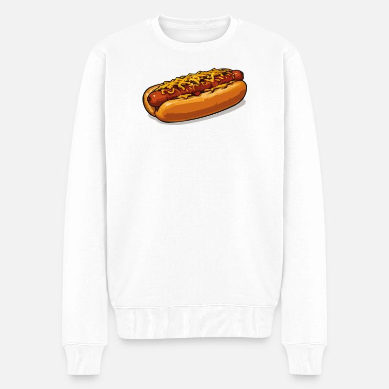 Illustration de hot-dog couvert de fromage - Pull Premium bio Homme - blanc