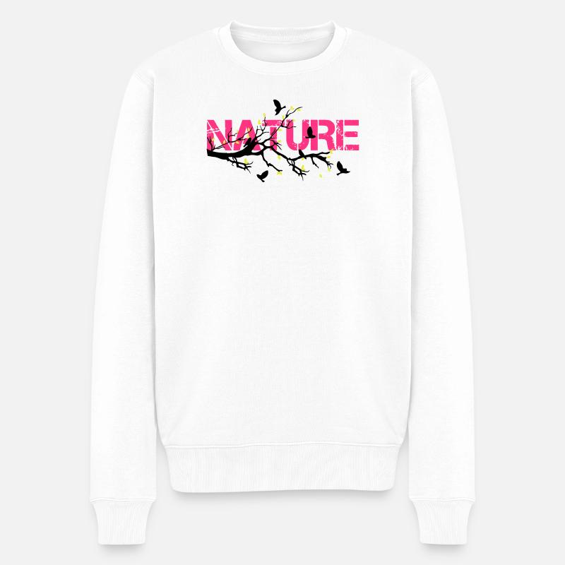 Nature en Rose Éclatante - Pull Premium bio Homme - blanc
