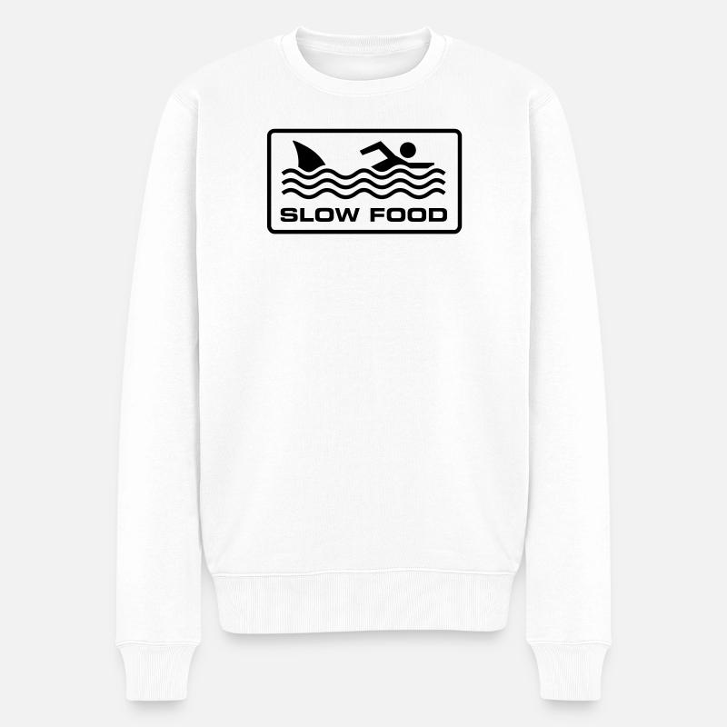 Slow Food - Männer Premium Bio Pullover - Weiß