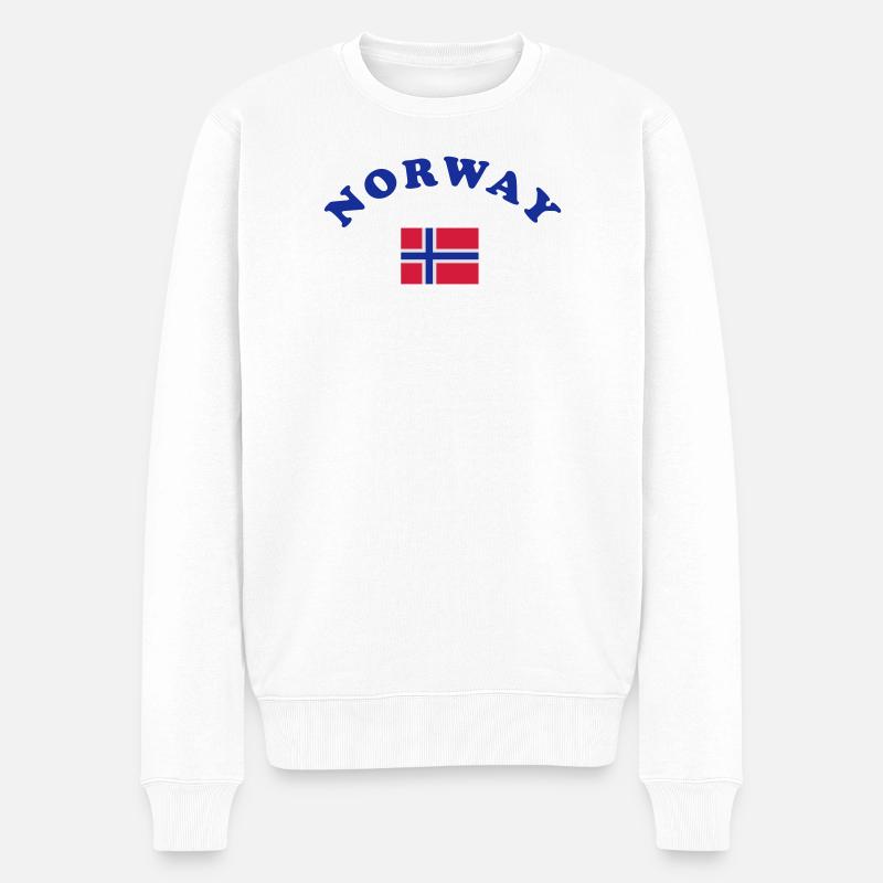 Norwegische Flagge - Männer Premium Bio Pullover - Weiß