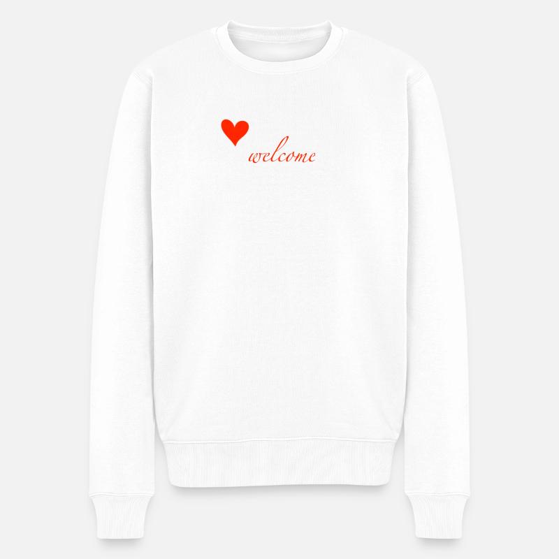 welcome - Männer Premium Bio Pullover - Weiß