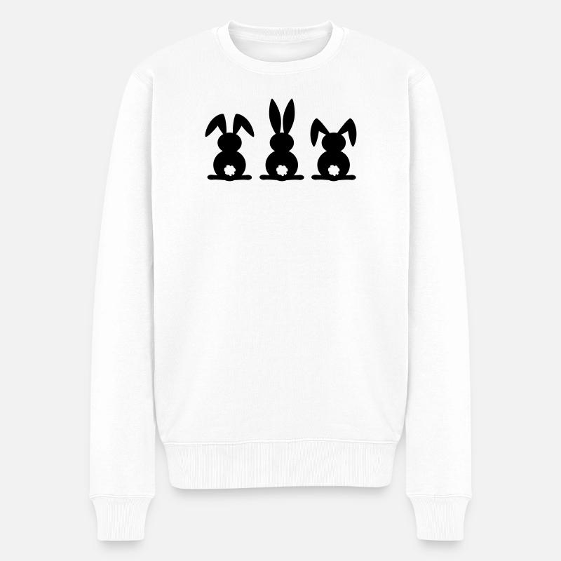 Kaninchen-Silhouette. Frohe Ostern oder Osterfeier. Ei. - Männer Premium Bio Pullover - Weiß