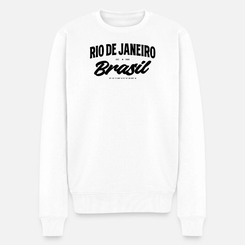 Rio de Janeiro, Brésil Script Banner - Pull Premium bio Homme - blanc