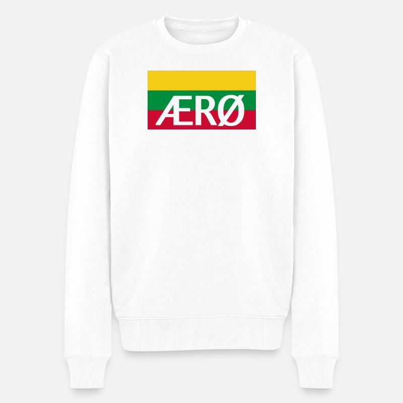 Ærø Flag Dänemark Insel Fahne Aeroe - Männer Premium Bio Pullover - Weiß