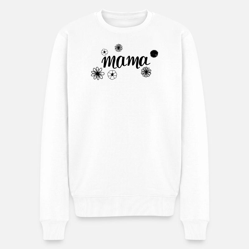 Mama im Blumenfeld - Männer Premium Bio Pullover - Weiß