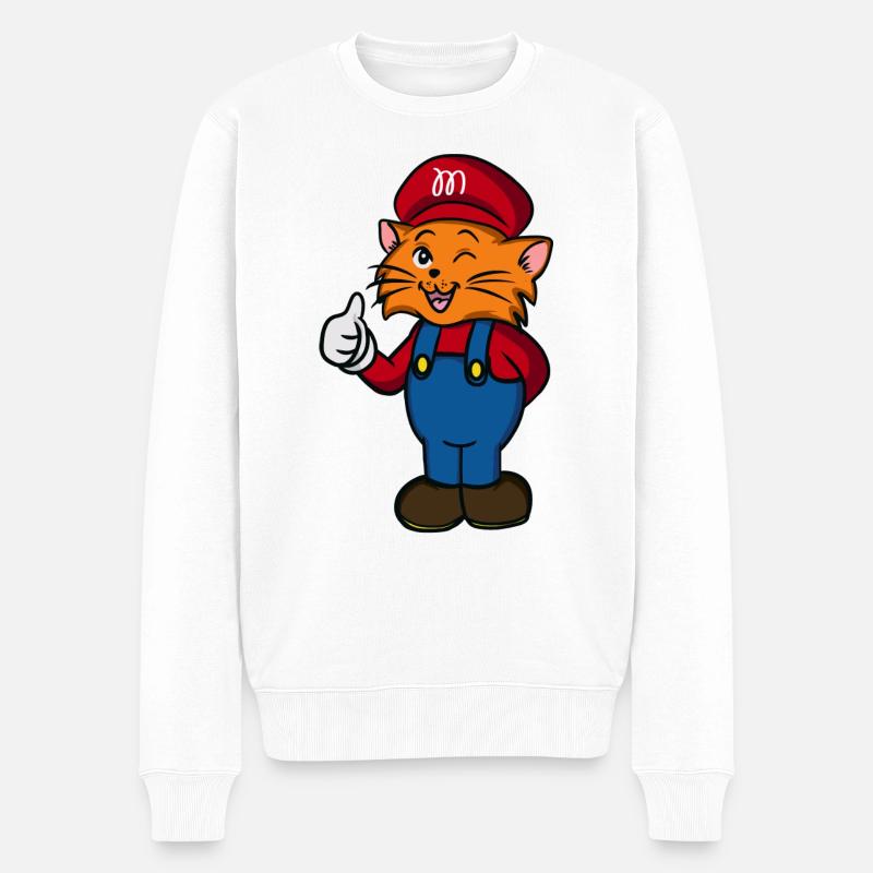 Süße Katze - Männer Premium Bio Pullover - Weiß
