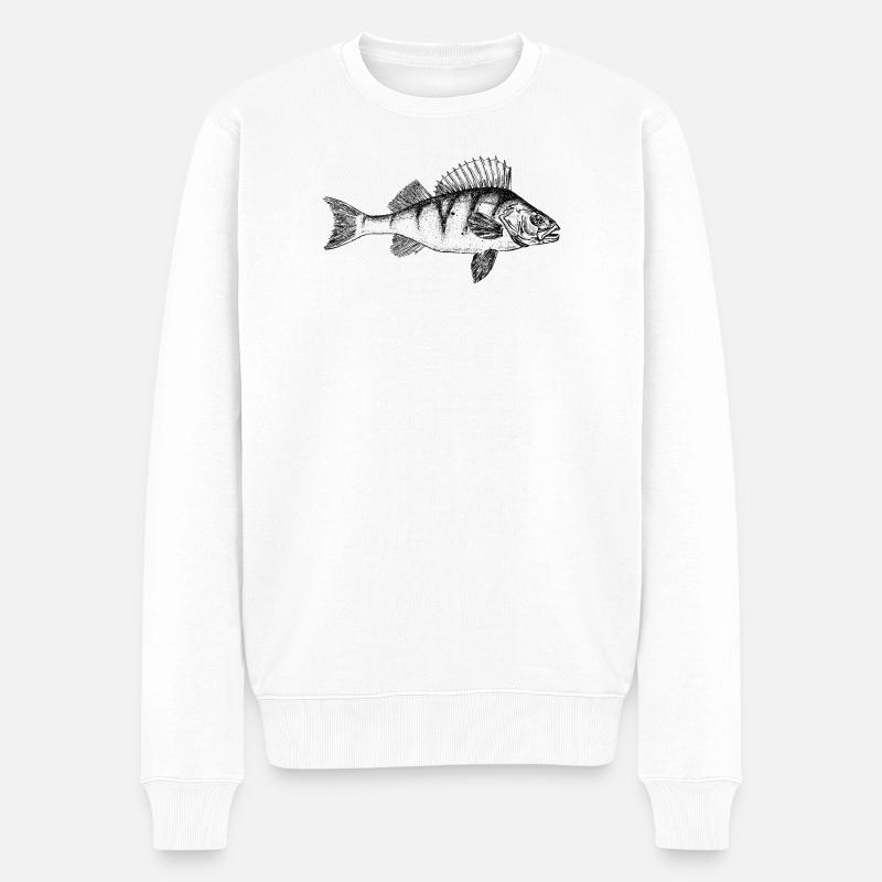 Barsch Perch Motiv - Männer Premium Bio Pullover - Weiß