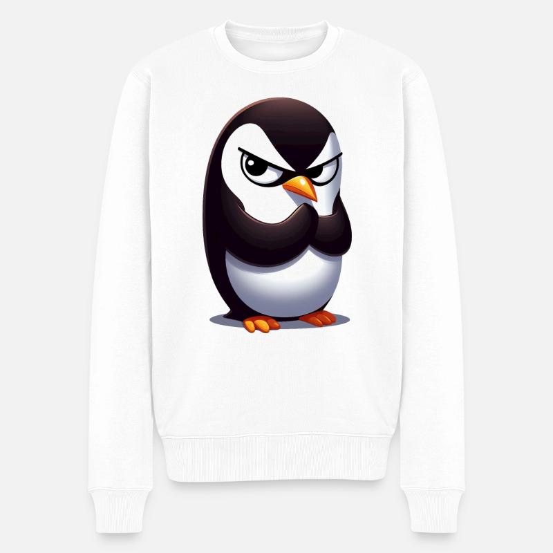 Pinguin Lustige Tiere - Männer Premium Bio Pullover - Weiß